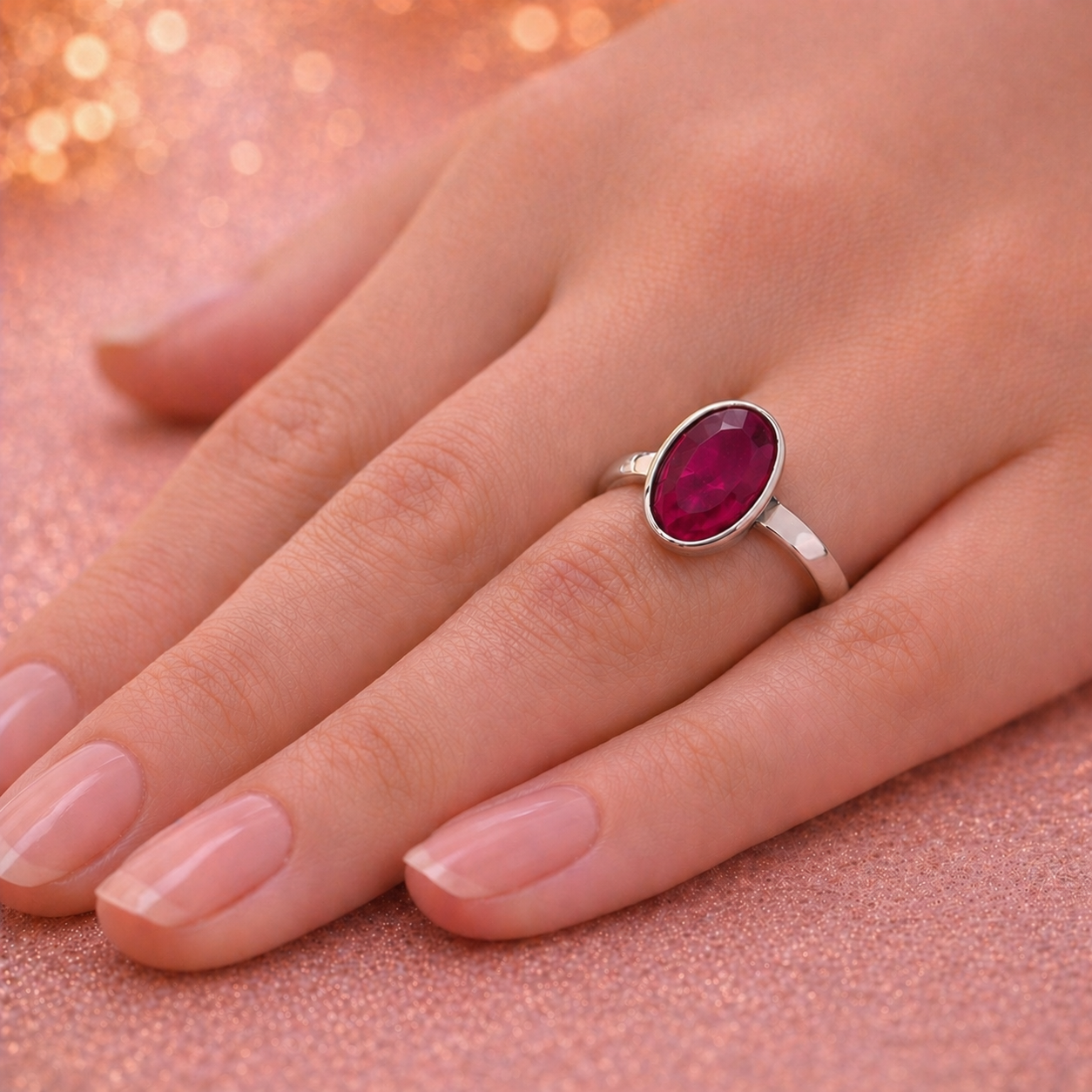 Ruby Basic Ring in silver (माणिक्य)