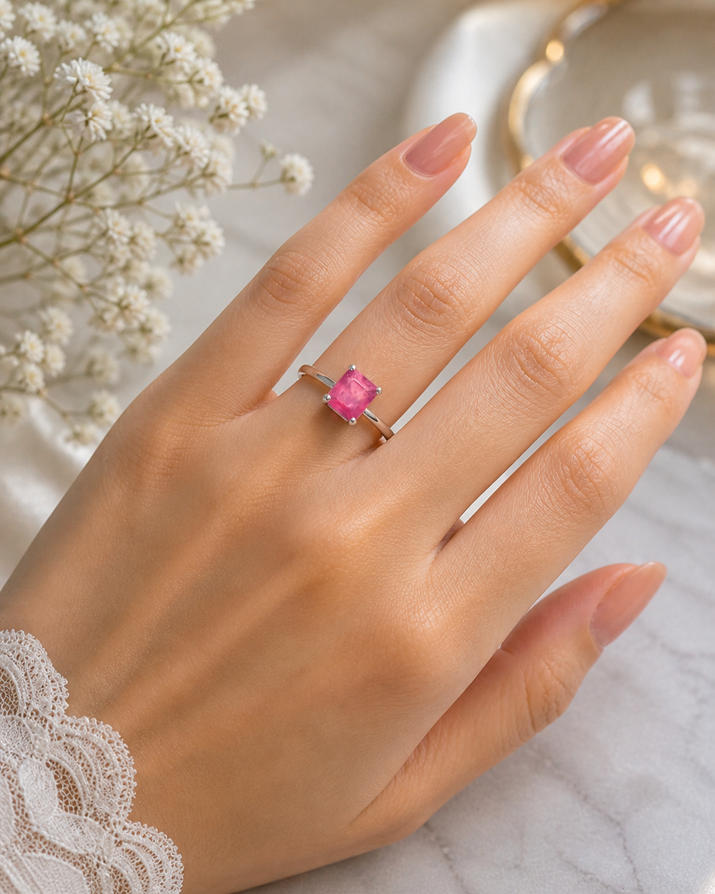 Ruby Crown Silver Ring (Manik) – Leadership Ring