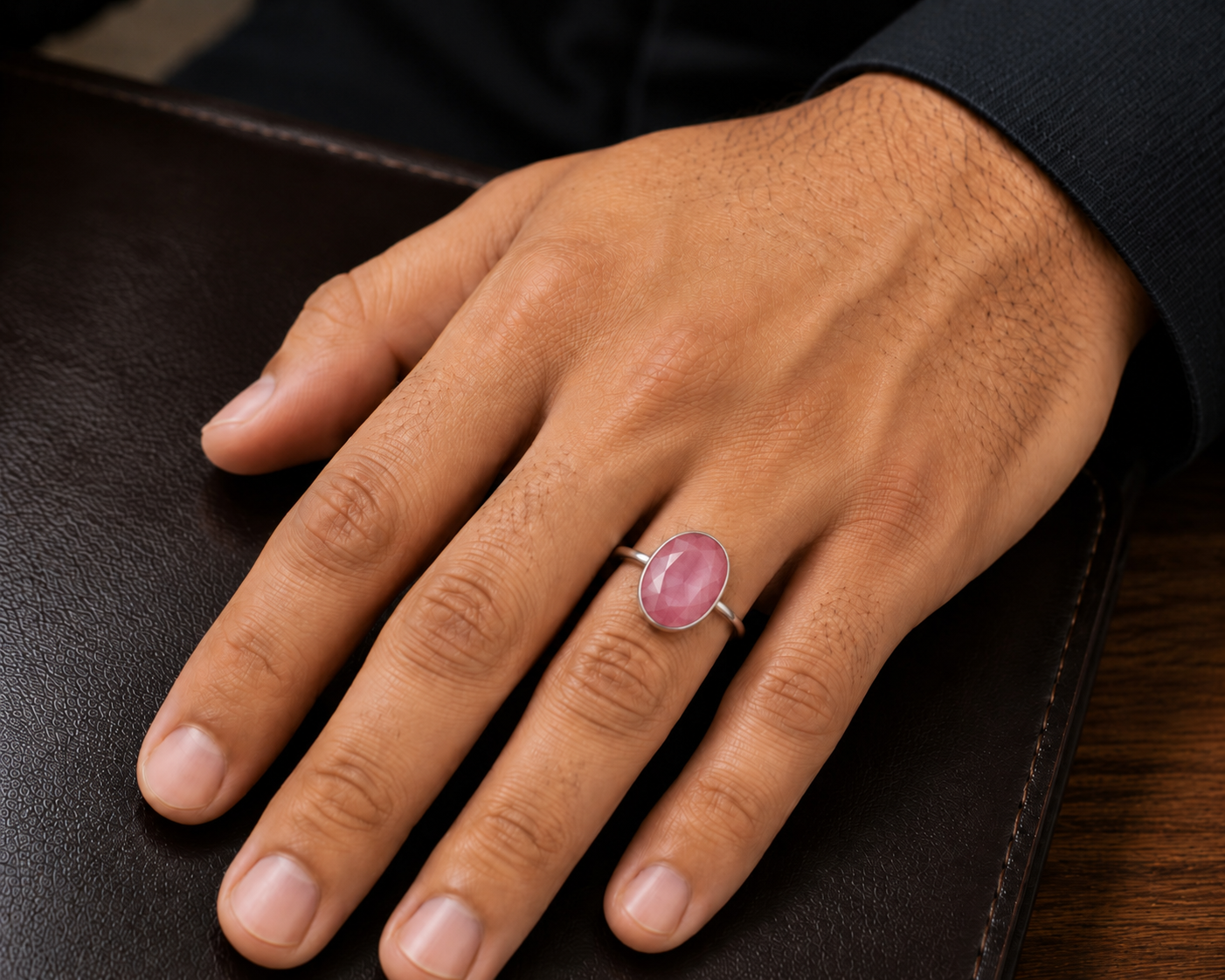 Ruby Rise Ring (माणिक्य) in Silver – Power Balance Edition