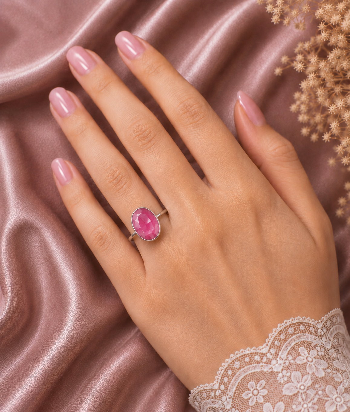 Ruby Rise Ring (माणिक्य) in Silver – Power Balance Edition
