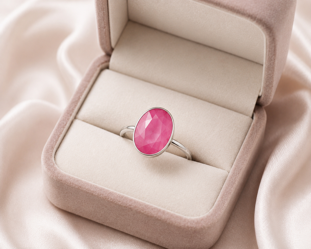 Ruby Rise Ring (माणिक्य) in Silver – Power Balance Edition